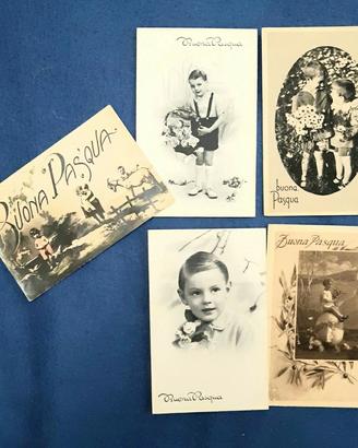 AUGURI BUONA PASQUA Lotto 5 cartoline antiche fp