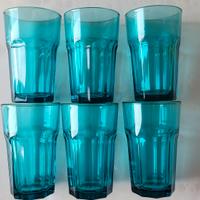Set di 6 bicchieri in vetro blu