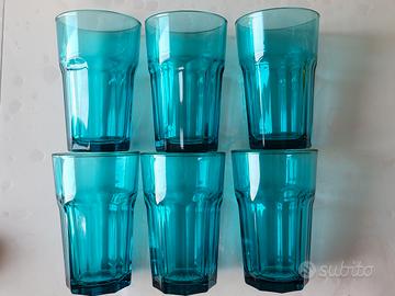 Set di 6 bicchieri in vetro blu