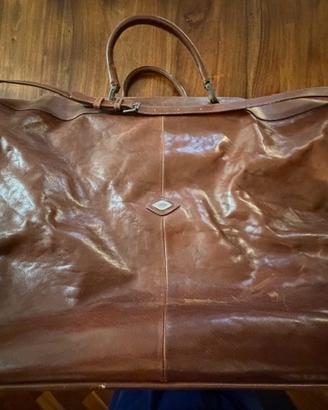 I SANTI valigio morbida in pelle marrone