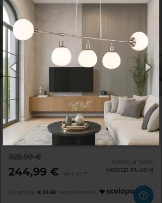 lampadario moderno 5 sfere