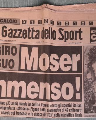 Francesco Moser Giornale Vittoria Giro d' Italia