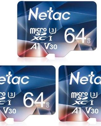 Netac 64G Scheda Micro SD, Scheda di Memoria 3 Pac