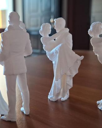 3 statuine Sposi 8 cm bianco stampa 3d pla