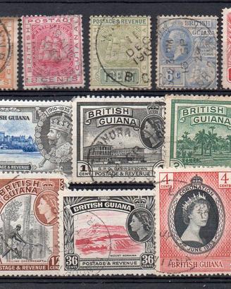 GUYANA Britannica Francobolli diversi