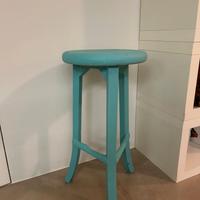 sgabello legno vintage colore verde acqua 