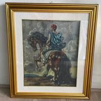 Riproduzione "Cavaliere" di De Chirico con cornice