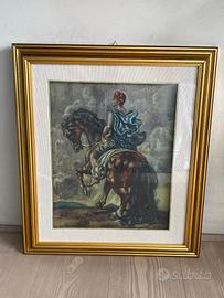 Riproduzione "Cavaliere" di De Chirico con cornice