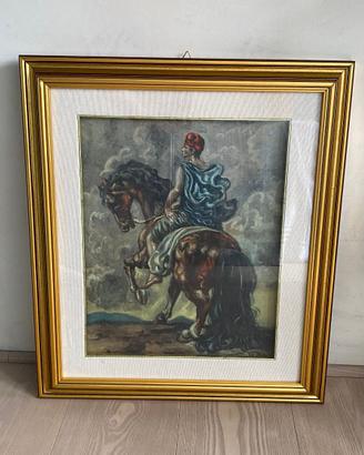Riproduzione "Cavaliere" di De Chirico con cornice