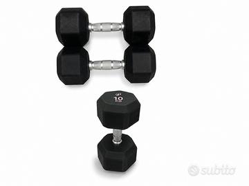 Coppia manubri esagonali gommati 10 kg