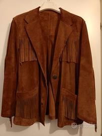 giacca pelle camosciata con frange tipo "Apaches" 