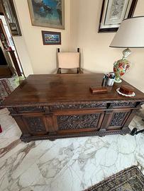 Scrivania antica  massello intagliato inizio '900
