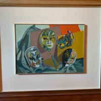 Olio su tela 50x70 maschere veneziane