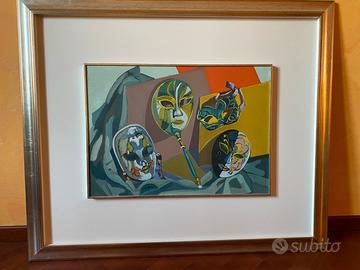 Olio su tela 50x70 maschere veneziane