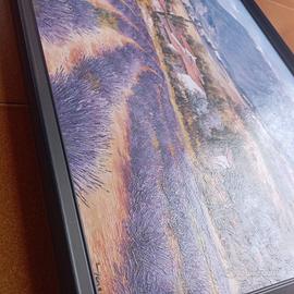 Paesaggio con Lavande in ACR su carta e cornice