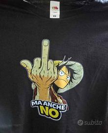 T-shirt One Piece Luffy – “Ma anche NO” – Nera