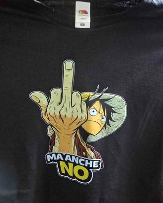 T-shirt One Piece Luffy – “Ma anche NO” – Nera
