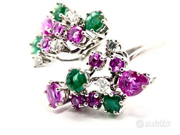 Anello Oro bianco fiori