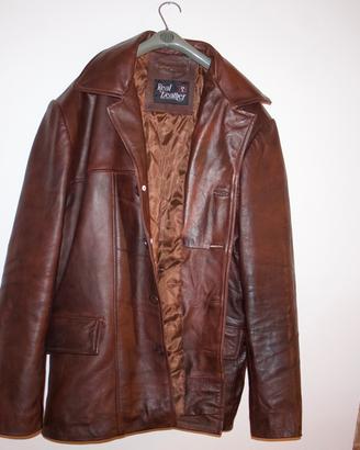 Giacca in vera pelle, marrone, uomo- Jack Bower