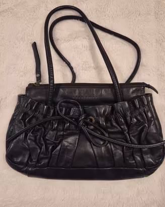 Borsa Coccinelle vera pelle nera plissé vintage