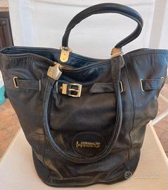 Borsa a spalla vintage Harold’s in vera pelle nera