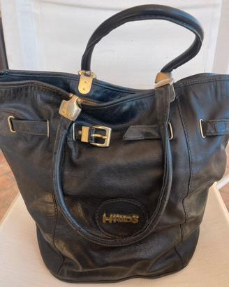 Borsa a soalla vintage Harold’s in vera pelle nera