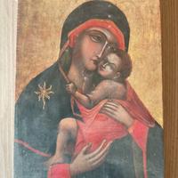 Icona sacra in legno madonna del carmine