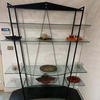 Libreria/Porta Tv, in acciaio e vetro