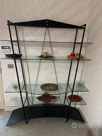 Libreria/Porta Tv, in acciaio e vetro