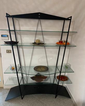 Libreria/Porta Tv, in acciaio e vetro