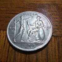 Moneta 20 Lire 1928 "Elmetto" - Italia - Riproduzi