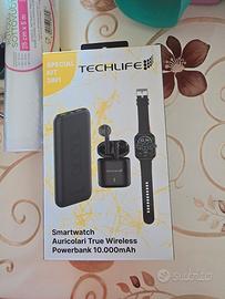 techlife  powerbank smartwatch auricolari