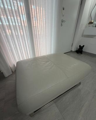 Pouf Carasco in pelle grigio perla 47x100x80