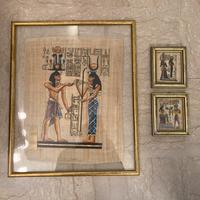 Set 3 quadri egiziani su papiro incorniciati