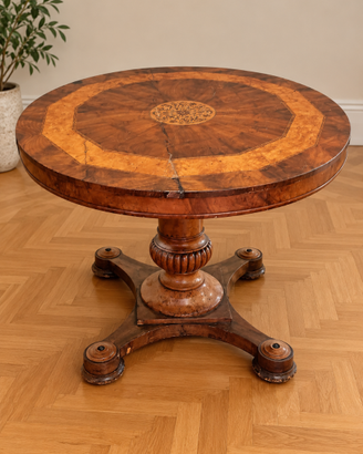 Tavolo rotondo d’epoca stile Biedermeier/Impero