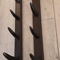 Appendiabiti design anni 70 cuoio e corno Crespi