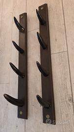 Appendiabiti design anni 70 cuoio e corno Crespi