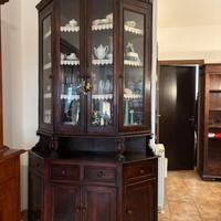 VETRINA ANGOLARE ANTICA IN LEGNO MASSELLO