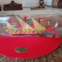 Bottiglia Con Modellino Nave Artigianale Italy