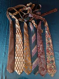 Lotto 6 cravatte vintage uomo 100% seta Made in It