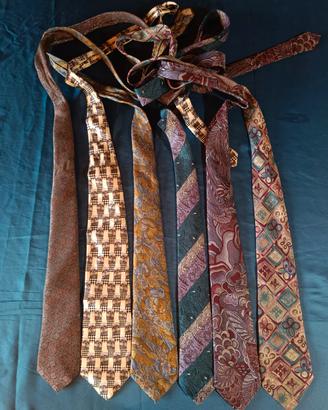 Lotto 6 cravatte vintage uomo 100% seta Made in It
