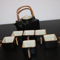 Set da Tè in Ceramica Manico in Bambù