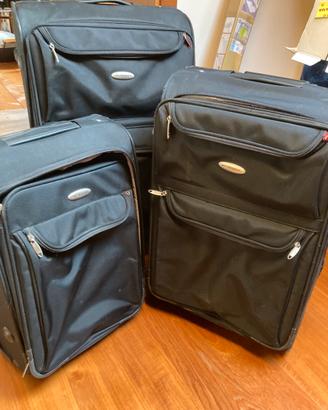 Set 3 valigie/trolley nere morbide di varie dimens