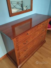 Comò più specchio e 2 comodini noce