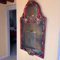 Specchio da parete stile barocco rosso e oro