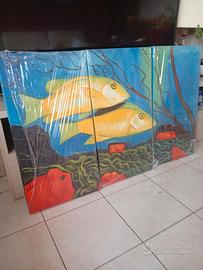 Quadro Pesci dipinto a mano