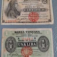 Banconote originali 1870 – Banca Toscana – 1 Lira 