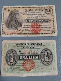 Banconote originali 1870 – Banca Toscana – 1 Lira 