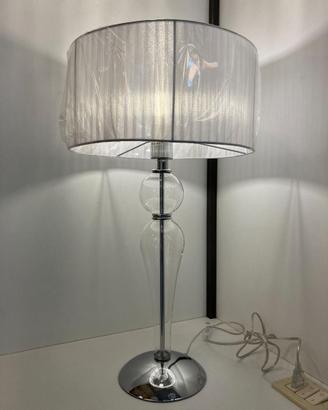 Lampada tavolo vetro trasparente e paralume