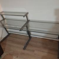 scrivanie in acciaio e vetro con alzatina